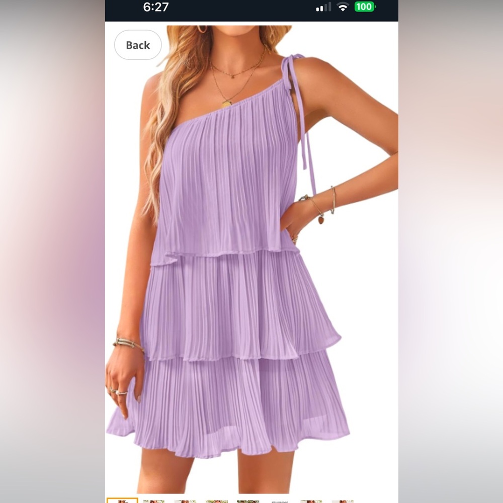 NWOT - ZESICA  Boho Summer One Shoulder Sleeveless Ruffle Tiered Chiffon Dress